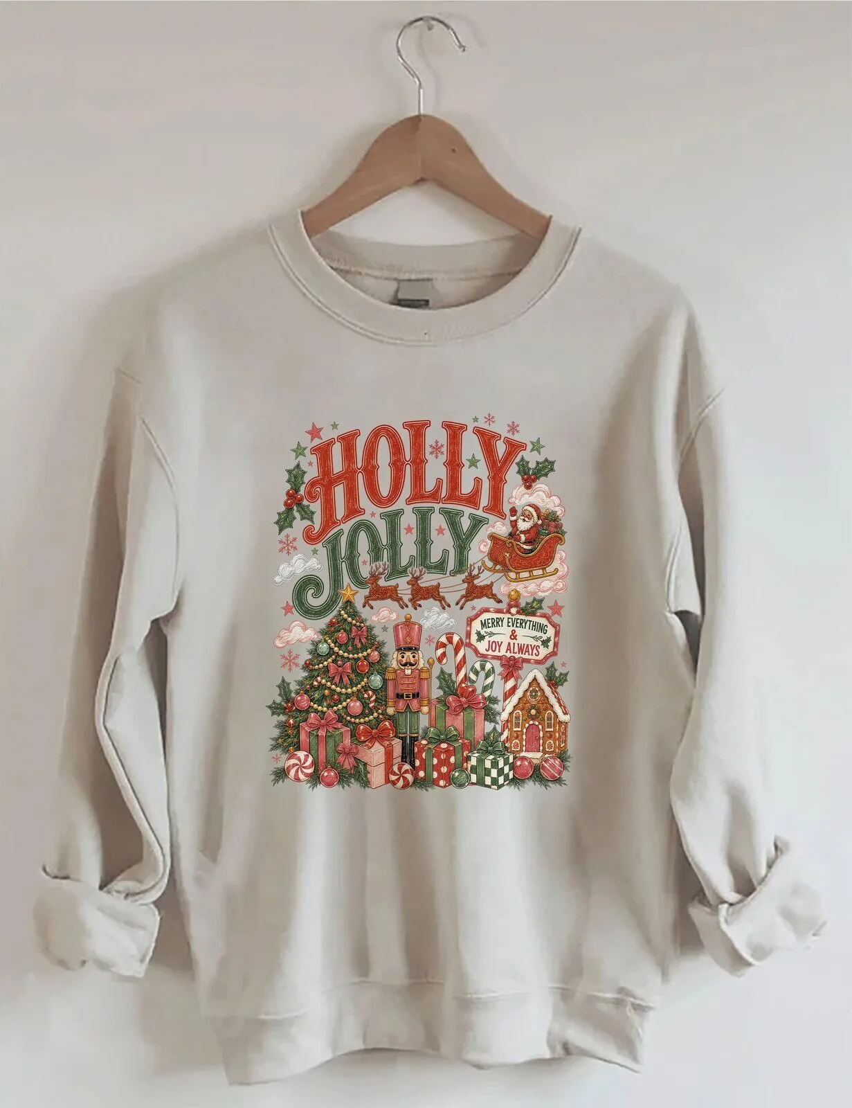 Holly Jolly Christmas Holiday Festive Gingerbread House Sweatshirt
