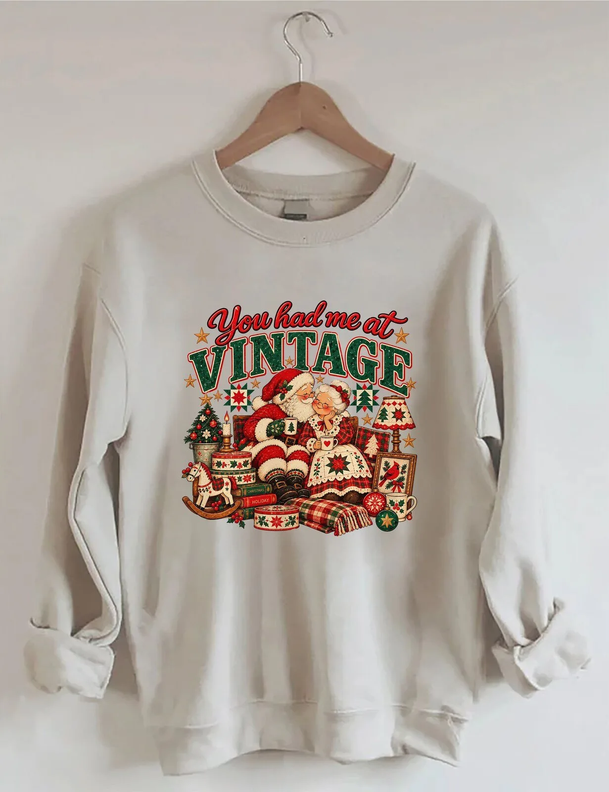 You Had Me At Vintage Christmas Santa Claus Mrs Claus Sweatshirt