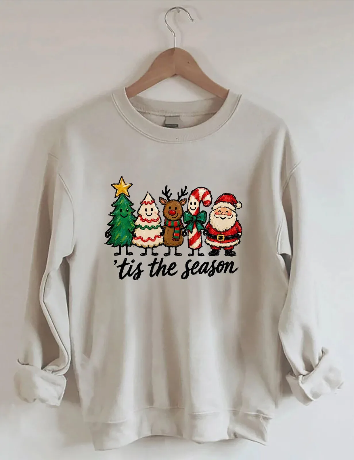 Adorable Holiday Sweatshirt Featuring Festive Christmas Characters for the Season