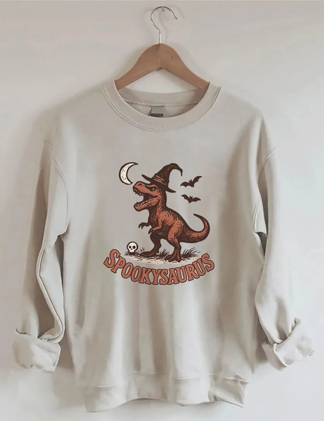 Spookysaurus Dinosaur Witch Hat Halloween Funny Sweatshirt