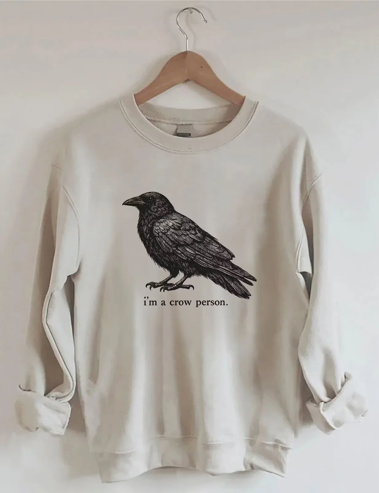 Crow Person Graphic Bird Lover Crewneck Sweatshirt