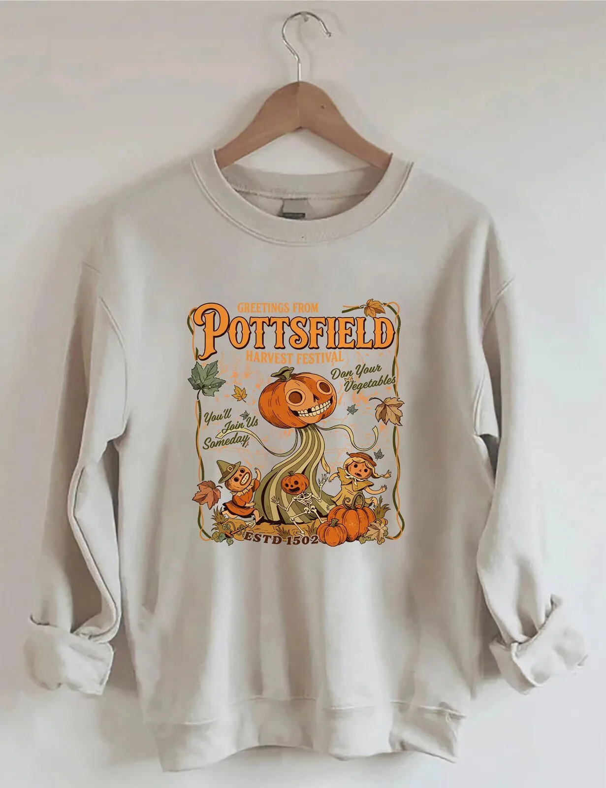 Pottsfield Harvest Festival Pumpkin Halloween Fall Greetings Sweatshirt