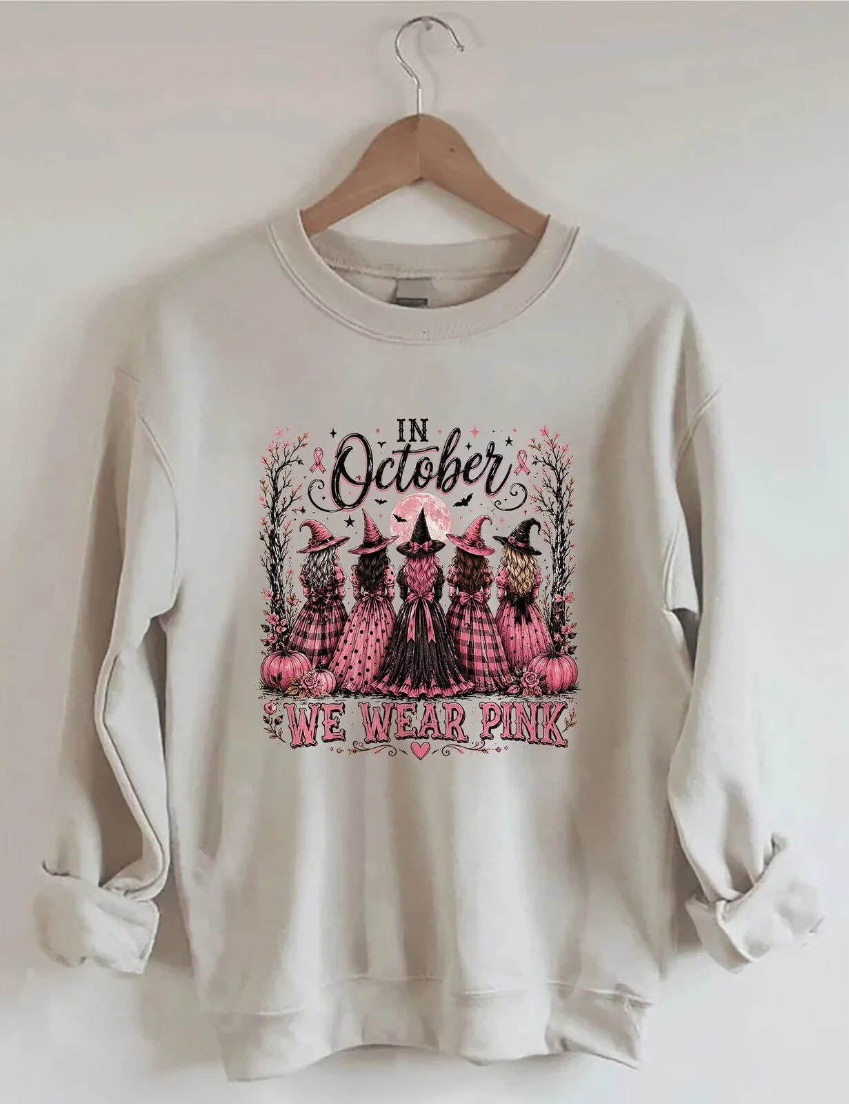 In October We Wear Pink Witches Breast Cancer Awareness Sweatshirt