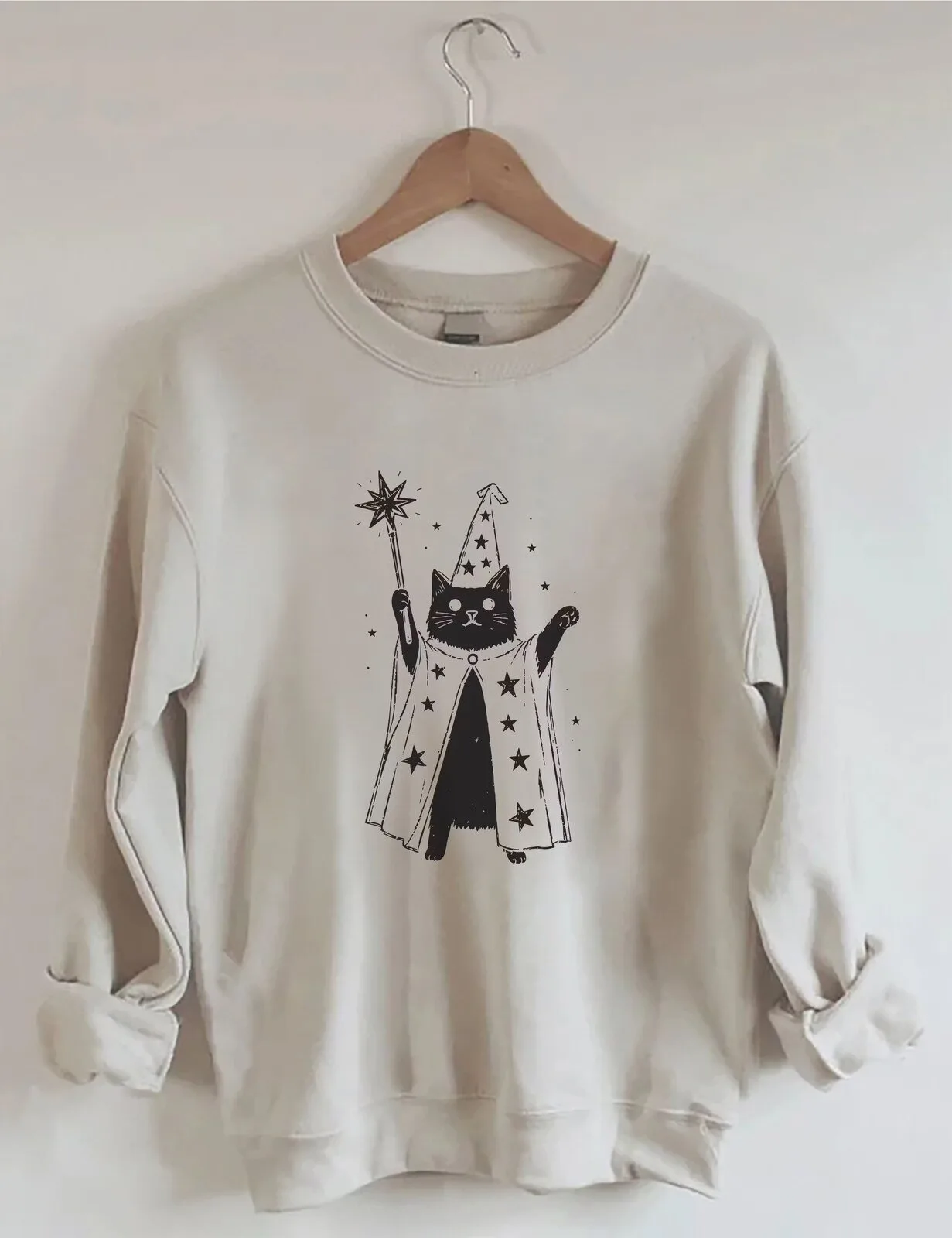 Wizard Cat Magic Halloween Costume Cute Animal Graphic Sweatshirt