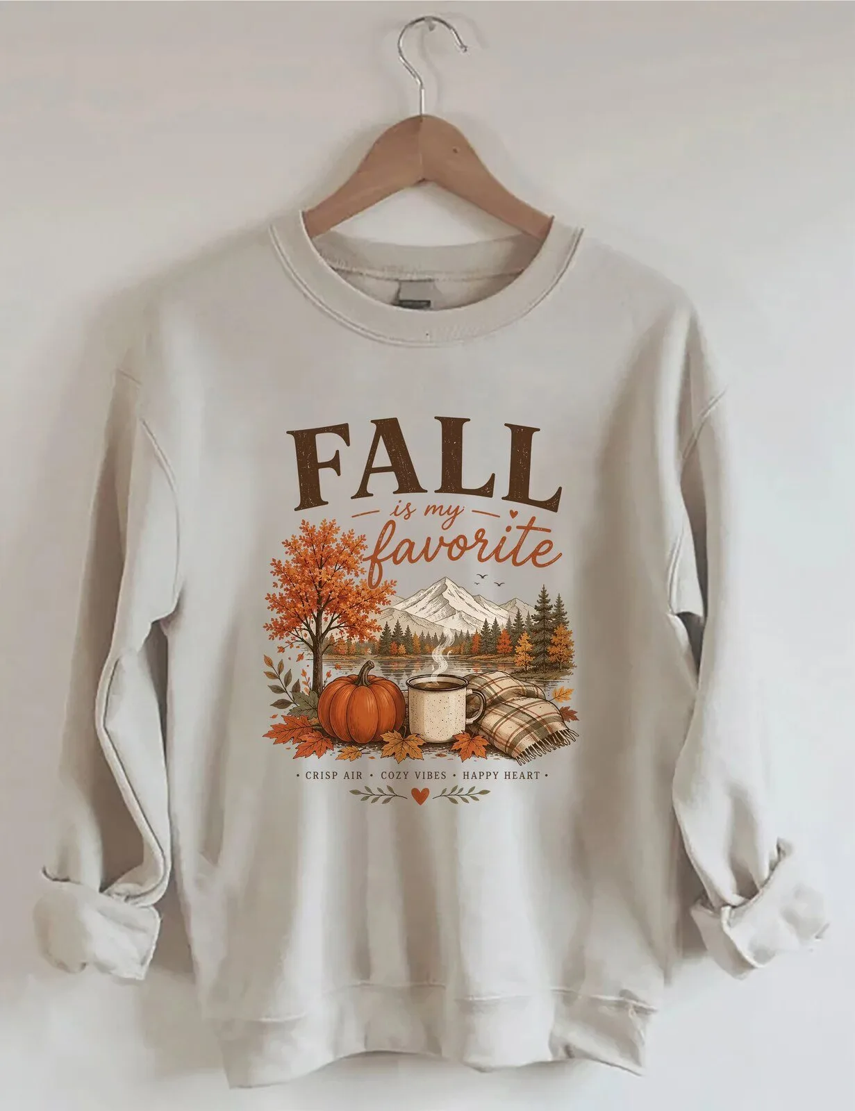 Fall Is My Favorite Autumn Leaves Pumpkin Coffee Cozy Vibes Sweatshirt
