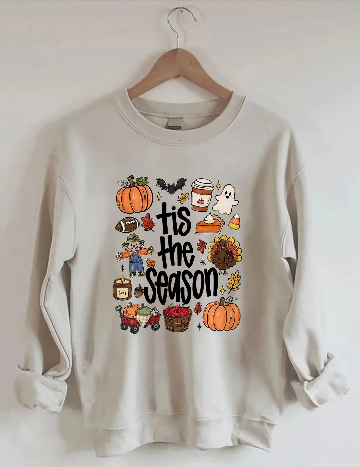 Tis The Season Autumn Fall Harvest Pumpkin Ghost Thanksgiving Sweatshirt