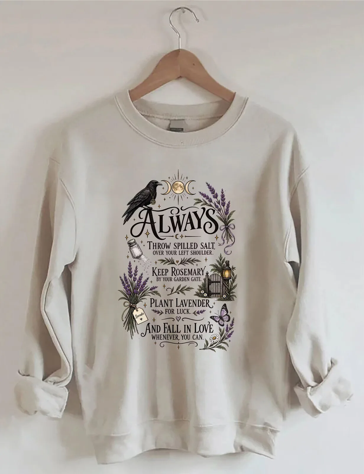 Always Throw Spilled Salt Practical Magic Witchy Botanical Sweatshirt 5 Always Throw Spilled Salt Practical Magic Witchy Botanical Sweatshirt